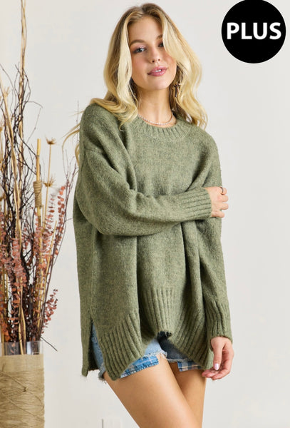Fields of Green Sweater(Plus)/ Olive