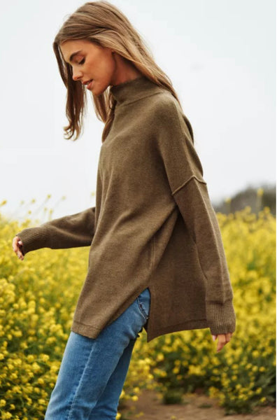 Mountain Air Cowl Neck Sweater/ Army