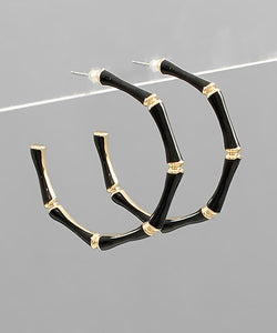 Bamboo Hoops/ Blk+Gold
