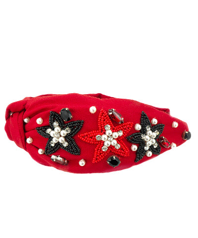 GAMEDAY Star Beaded Headband/ Red