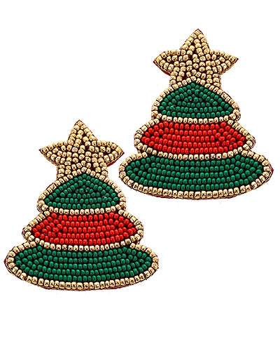 Star Topper Christmas Tree beaded Earrings