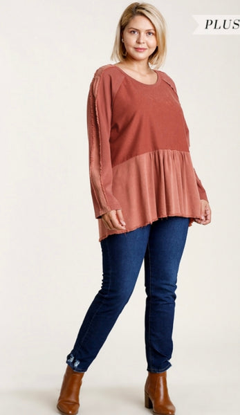 Vermont Days Mineral Washed Top (Plus Size)/ Rust