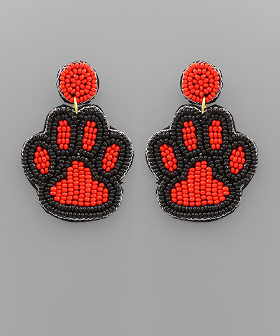 DAWG Paw Earring / Black + Red