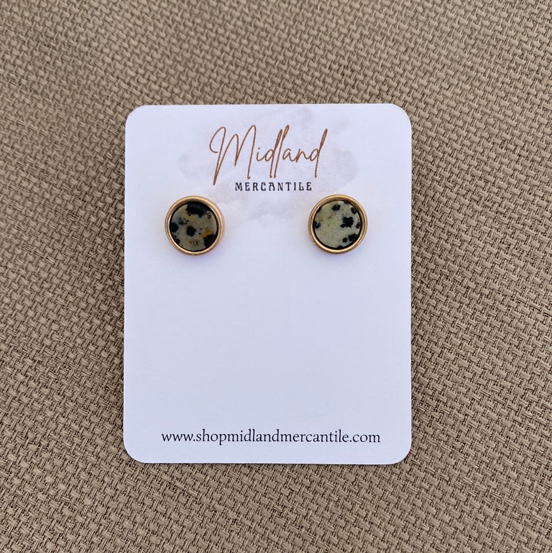 Brown Spotted Circle Studs