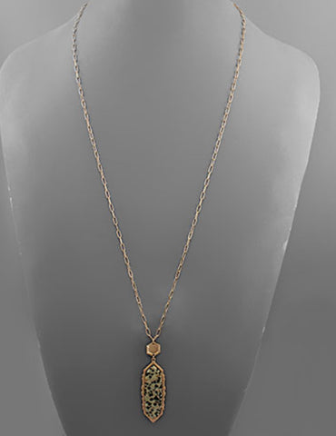 Gold + Brown Spotted Pendant Necklace