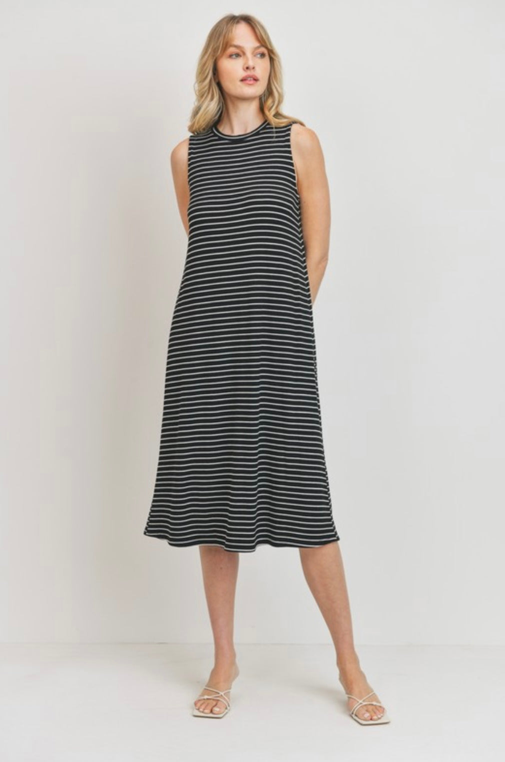 The Hamptons Rib Knit Striped Midi Dress