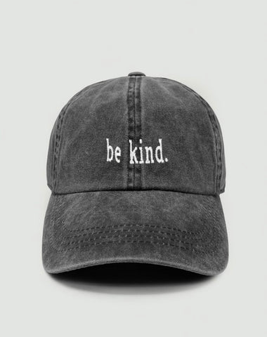 Be Kind Baseball Cap/ Distressed Black