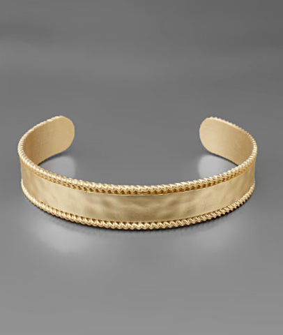 Matte Gold Hammered Cuff Bracelet