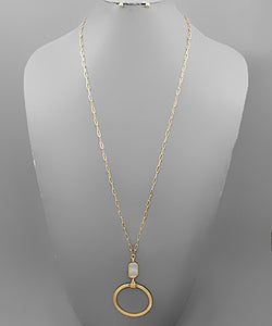 Long Round + Tassel Pendant Necklace/ Gray