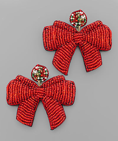 Holiday Bow Earrings/ Red