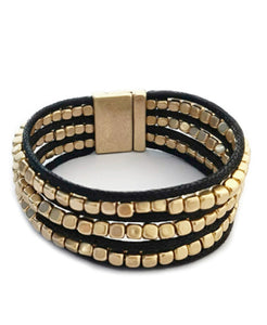 3 Row Gold/Black Magnetic Bracelet