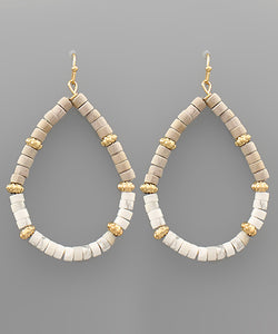 Stone & Wood Teardrop Earrings