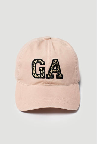 GA Leopard Baseball Cap/ Dusty Pink